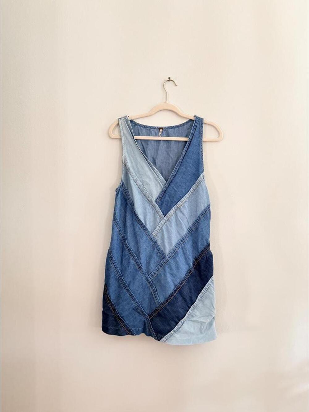 Free People Patches Of Denim Mini Dress - Picture 2 of 5
